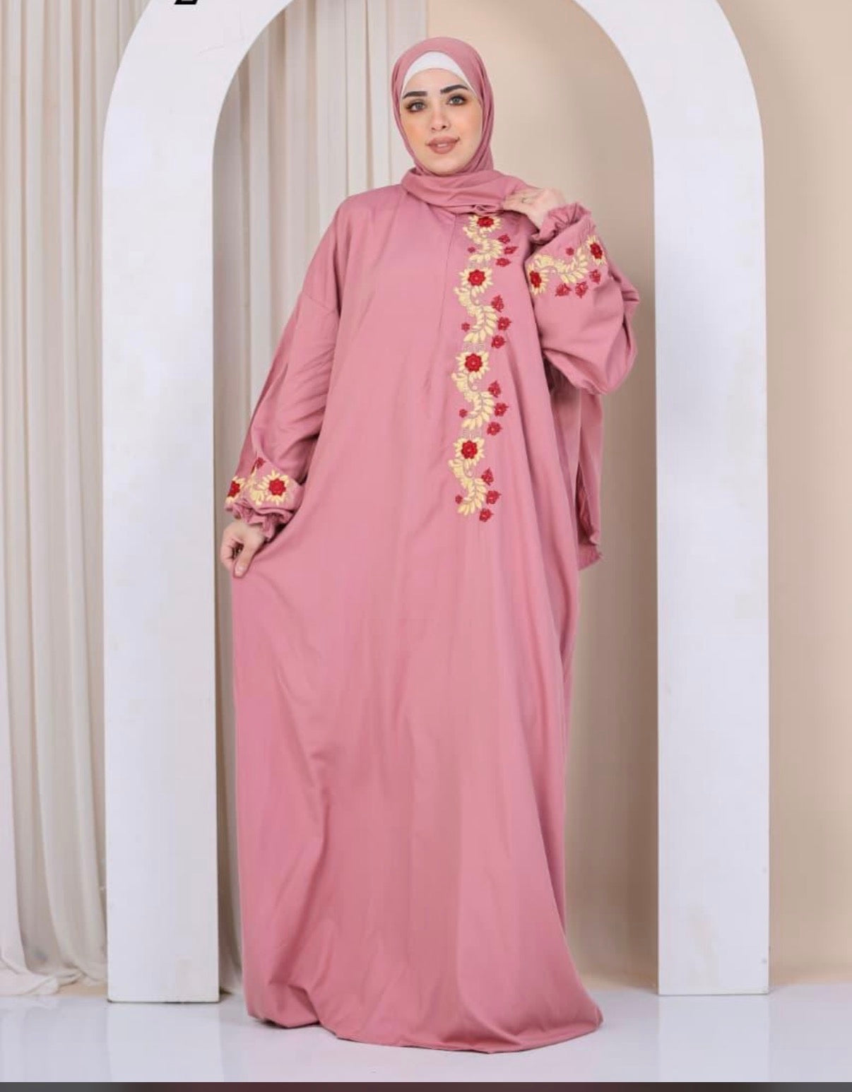 Elegant Embroidered Abaya – Black & White and etc