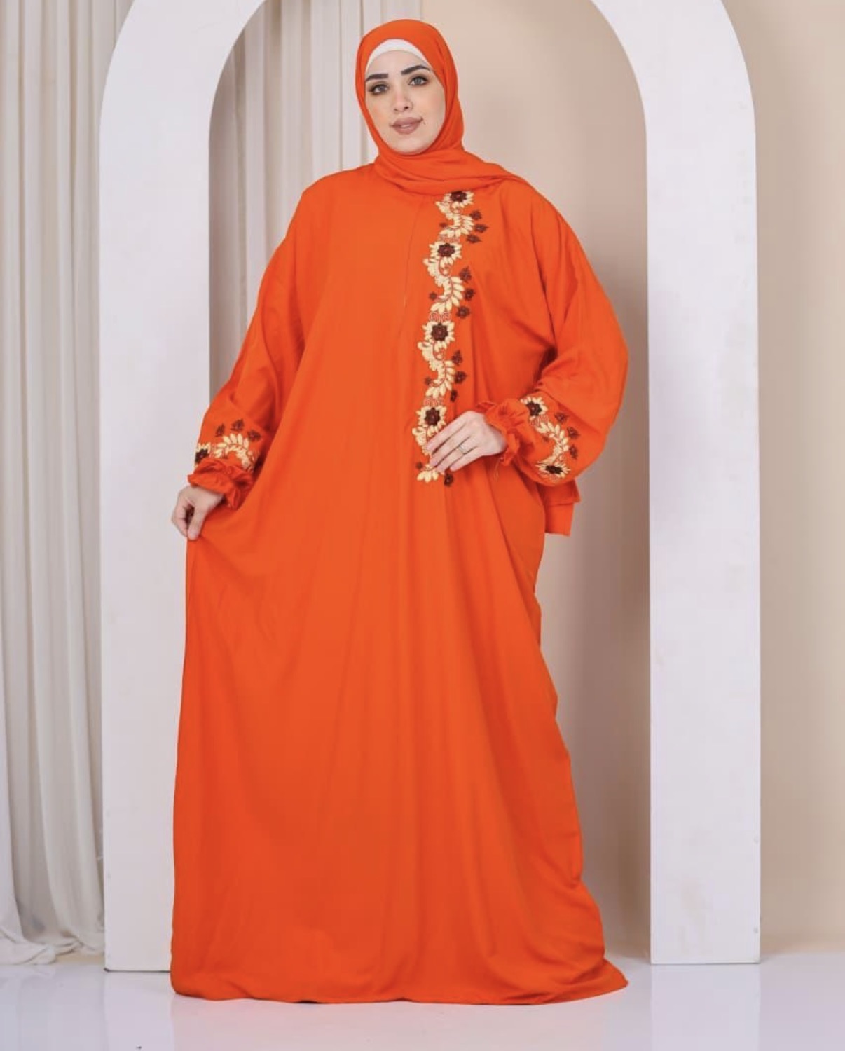 Elegant Embroidered Abaya – Black & White and etc