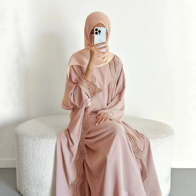 Eid Women Dress Open Abaya Cardigan Dresses Suit Dubai Jalabiya Ramadan Vestidos Arab Long Robe 2 Piece Set Morocco Kaftan 2026