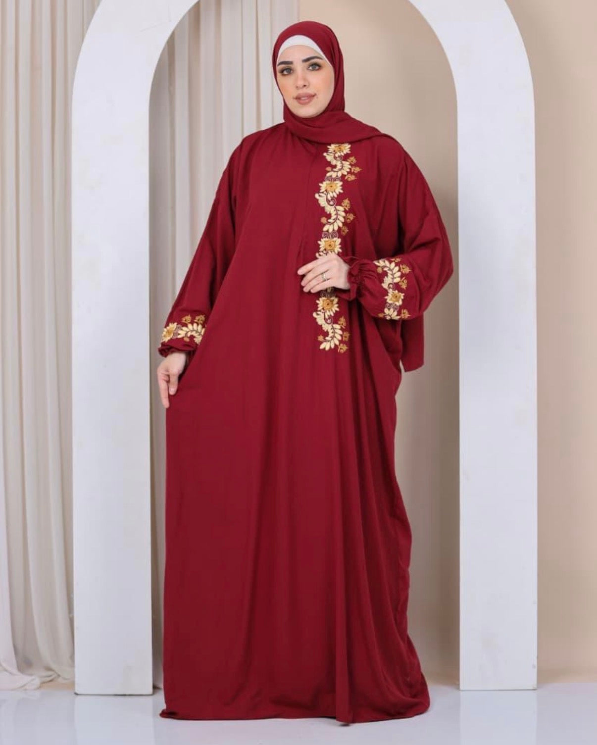 Elegant Embroidered Abaya – Black & White and etc