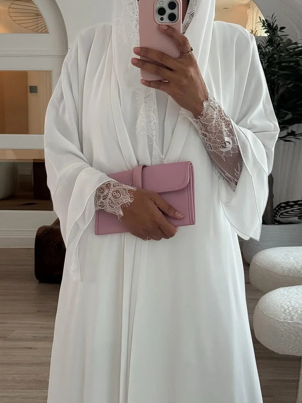 Women Abaya Scarf Lace Sleeve Open Cardigan Dress 2026 Eid Muslim Party Jalabiya Ramadan Abayas Morocco Kaftan Arab Long Robe