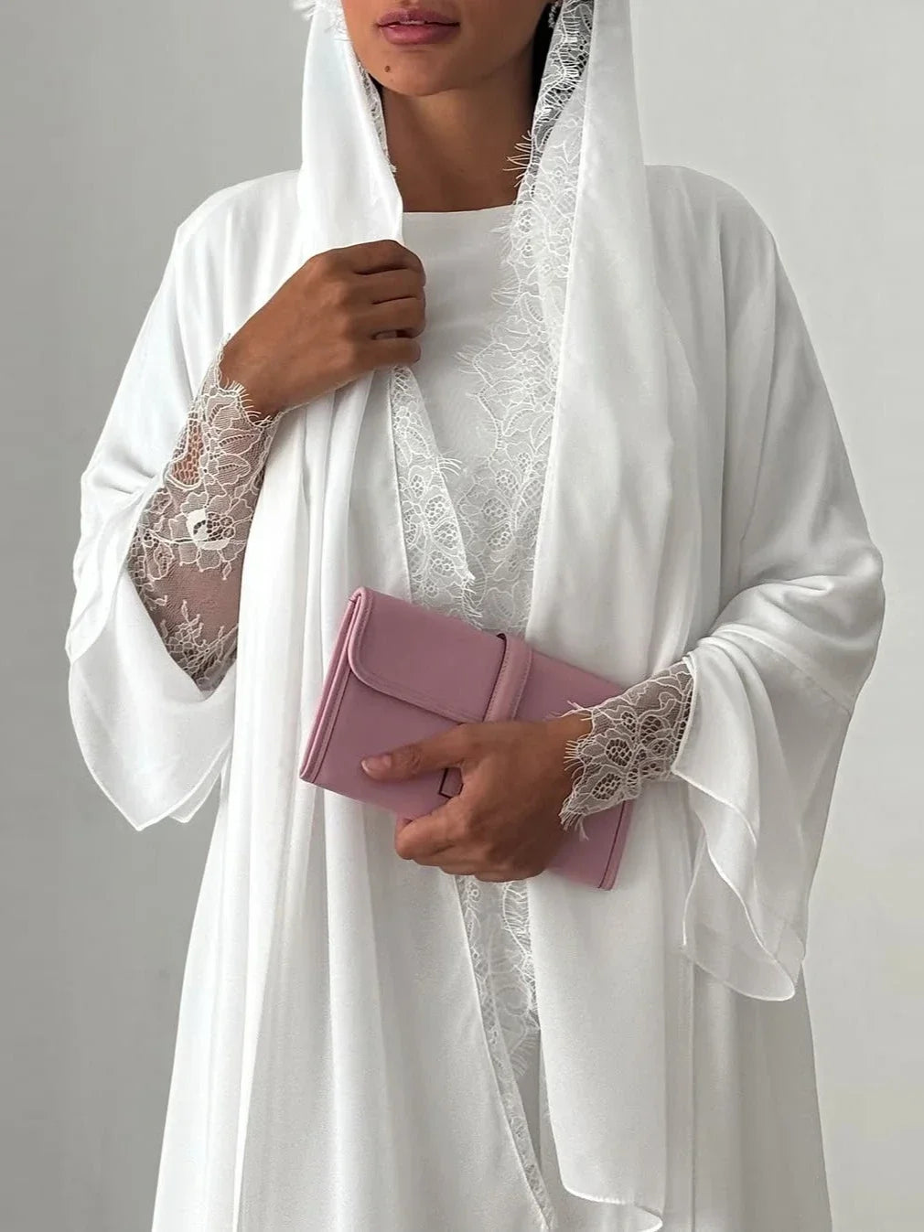 Women Abaya Scarf Lace Sleeve Open Cardigan Dress 2026 Eid Muslim Party Jalabiya Ramadan Abayas Morocco Kaftan Arab Long Robe