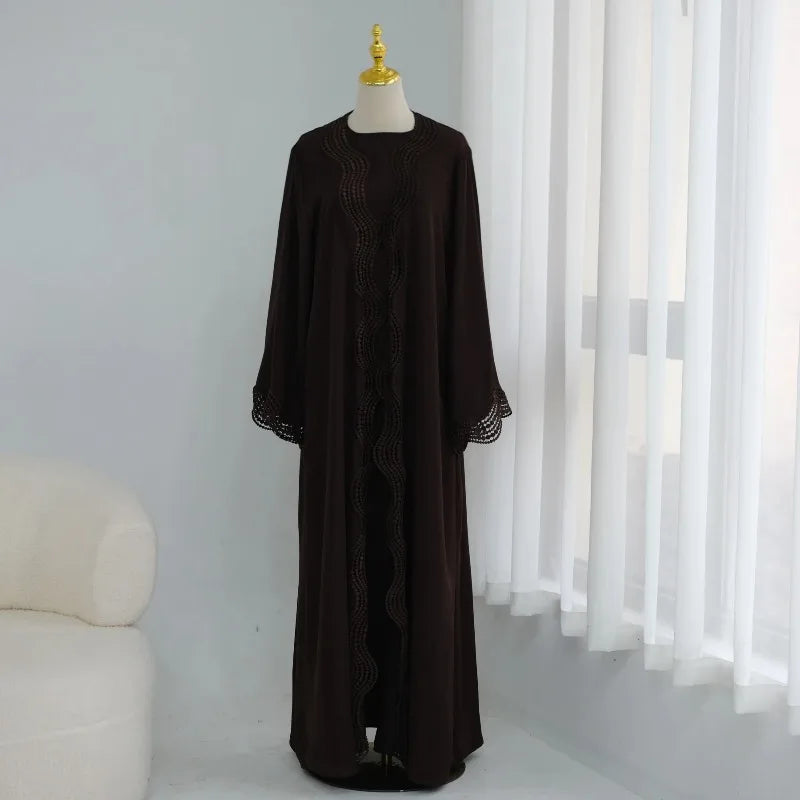 Eid Women Dress Open Abaya Cardigan Dresses Suit Dubai Jalabiya Ramadan Vestidos Arab Long Robe 2 Piece Set Morocco Kaftan 2026