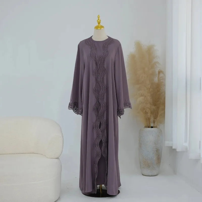 Eid Women Dress Open Abaya Cardigan Dresses Suit Dubai Jalabiya Ramadan Vestidos Arab Long Robe 2 Piece Set Morocco Kaftan 2026