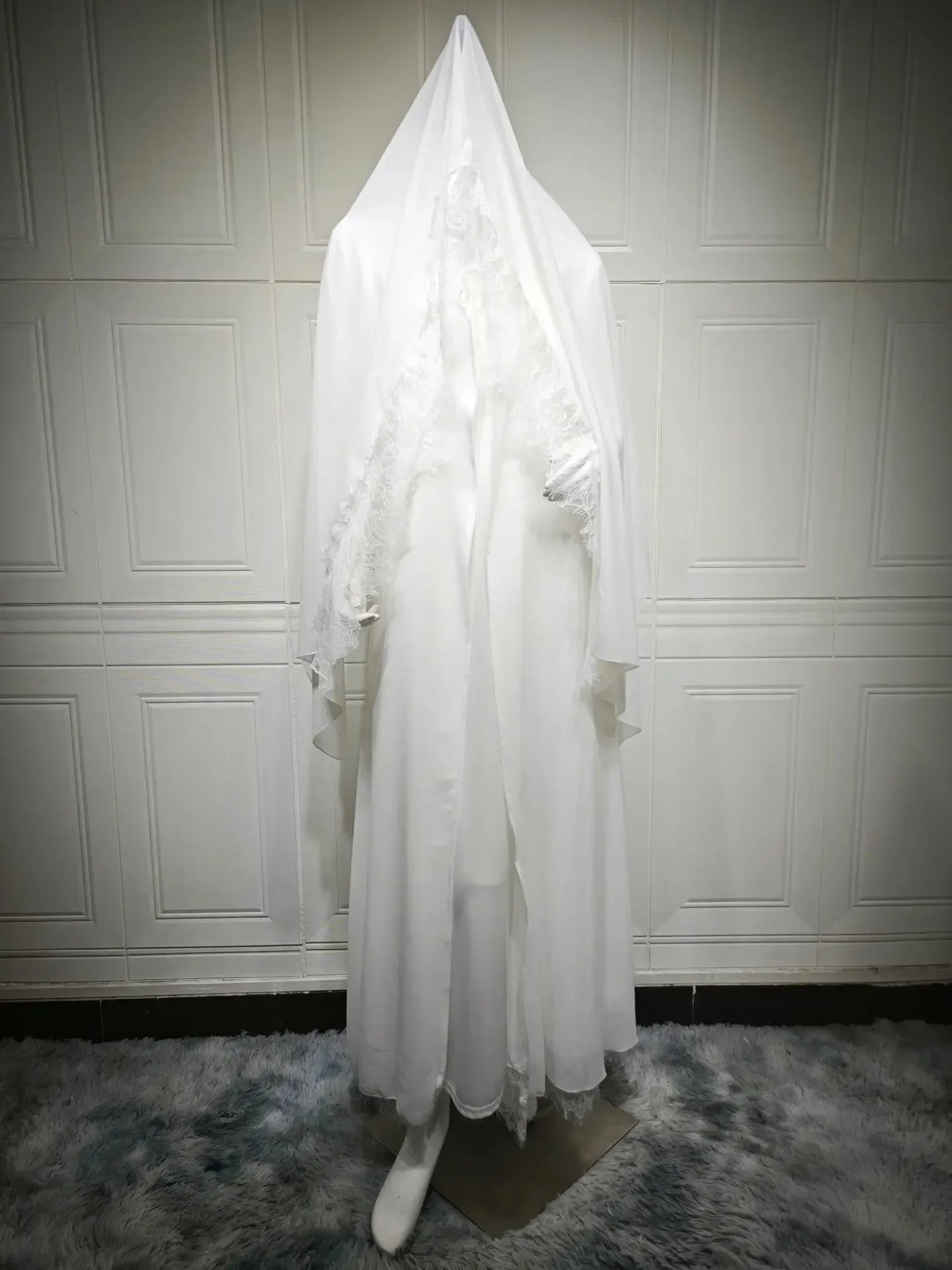 Women Abaya Scarf Lace Sleeve Open Cardigan Dress 2026 Eid Muslim Party Jalabiya Ramadan Abayas Morocco Kaftan Arab Long Robe